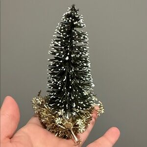 Vintage 1960s Bottle Brush Small Holiday Tree with Gold Accents Decoration